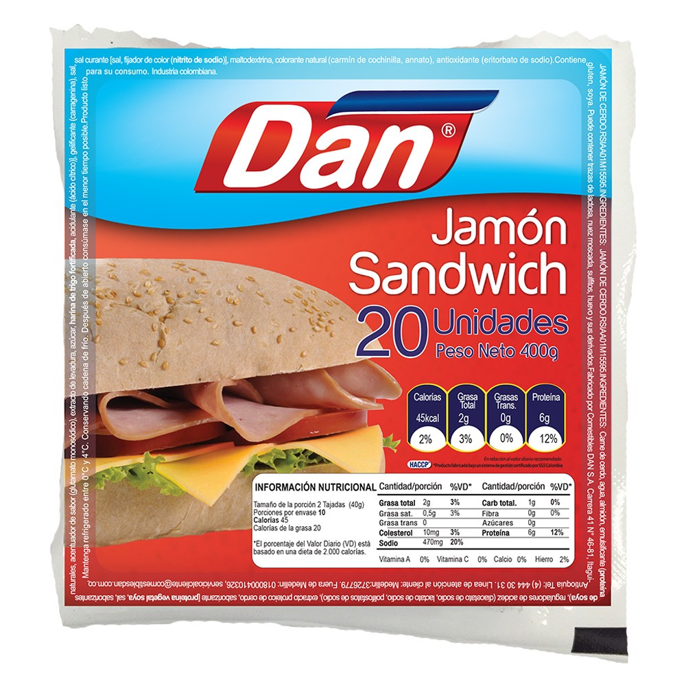 JAMON SANDUCHE DAN  x 400GR
