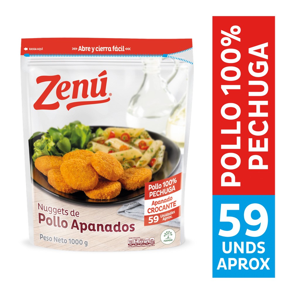 NUGGETS DE  POLLO APANADO ZENU X 1000 GR