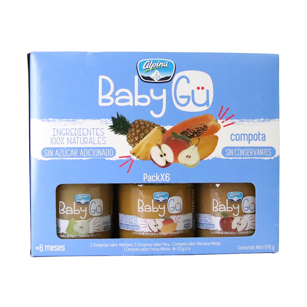 SIXPACK COMPOTA BABYGÜ ALPINA*113GR