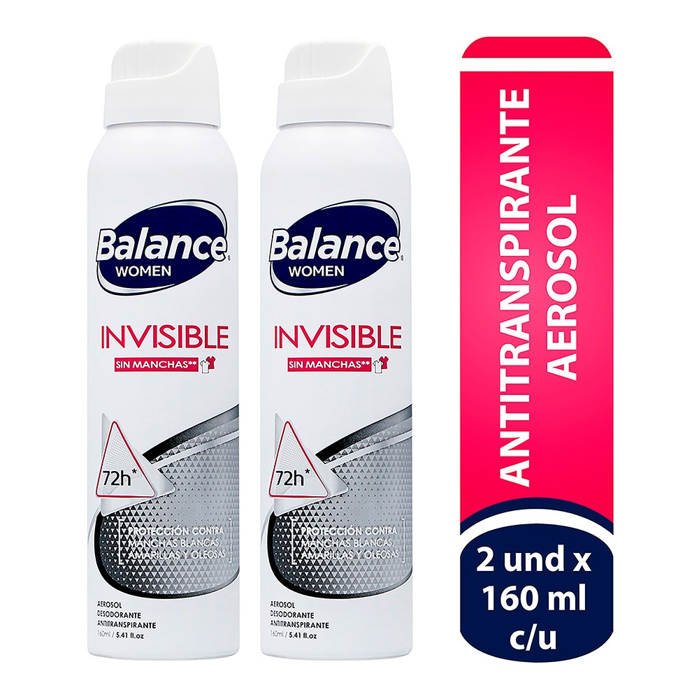 DEOS AERO INVISIBLE MUJ BALANCE 2X160ML