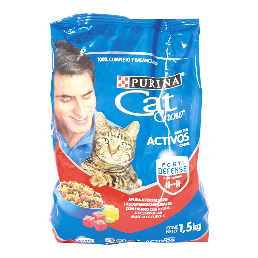 CAT CHOW ADULTOS ACTIVOS CARNE  x 1500GR