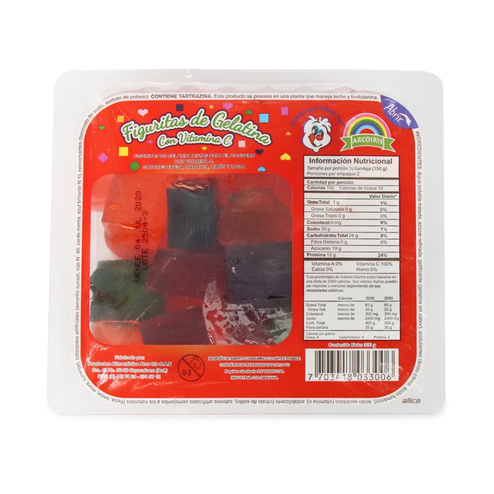 TROCITOS DE GELATINA ARCO IRIS  x 300 GR