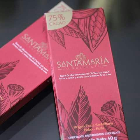 Barra De Chocolate Santamaria Unico Origen Finca Santamaria Hobo Huila 75 Cacao X 40 Grs