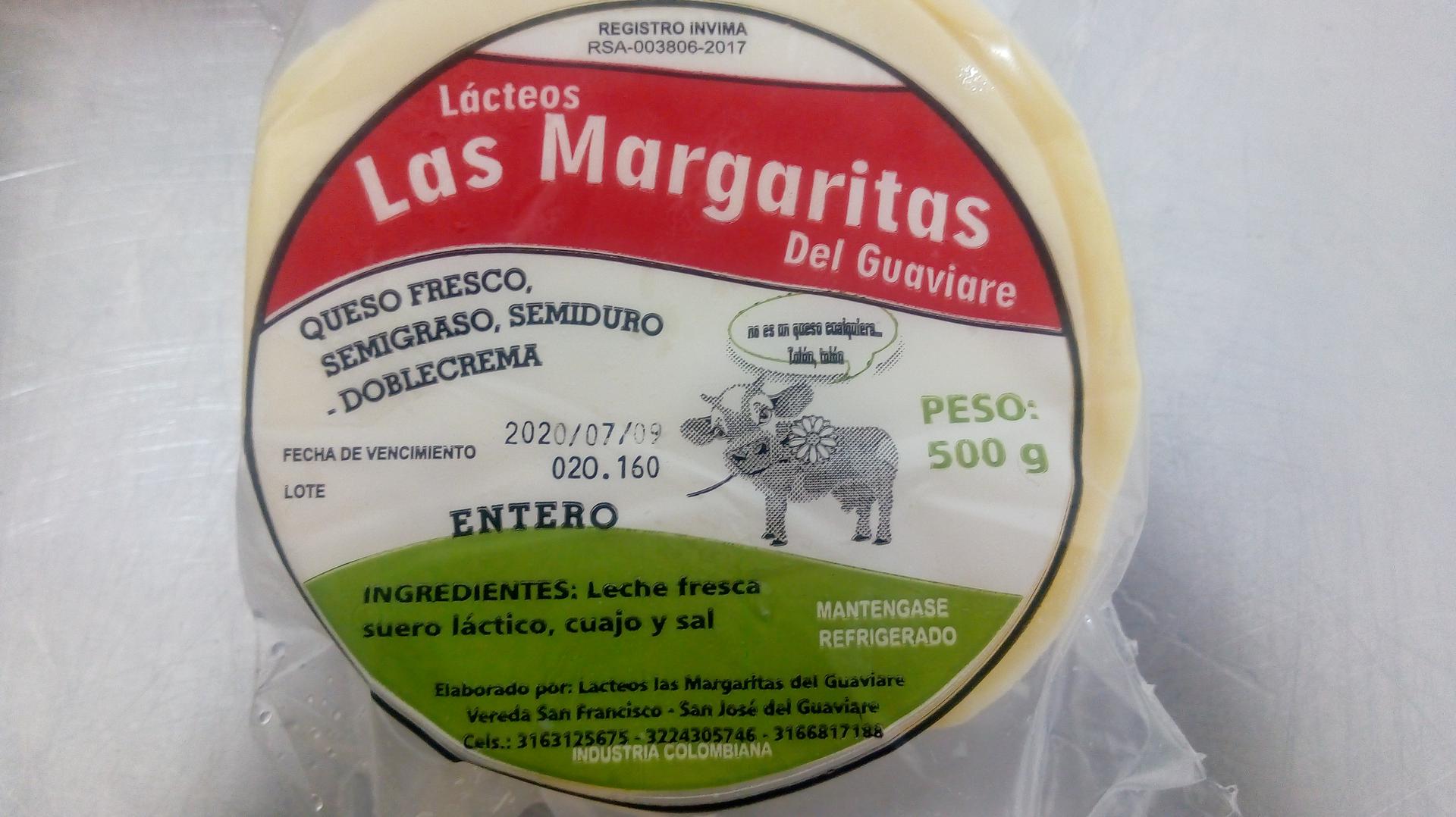Queso Doble Crema Las Margaritas Del Guaviare