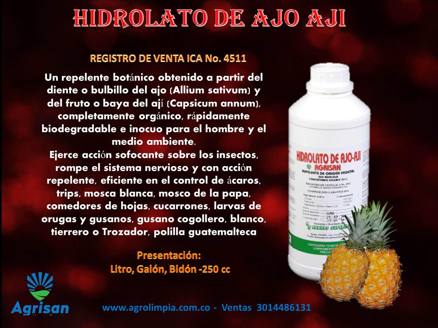 Hidrolato De Ajo Aji Agrisan