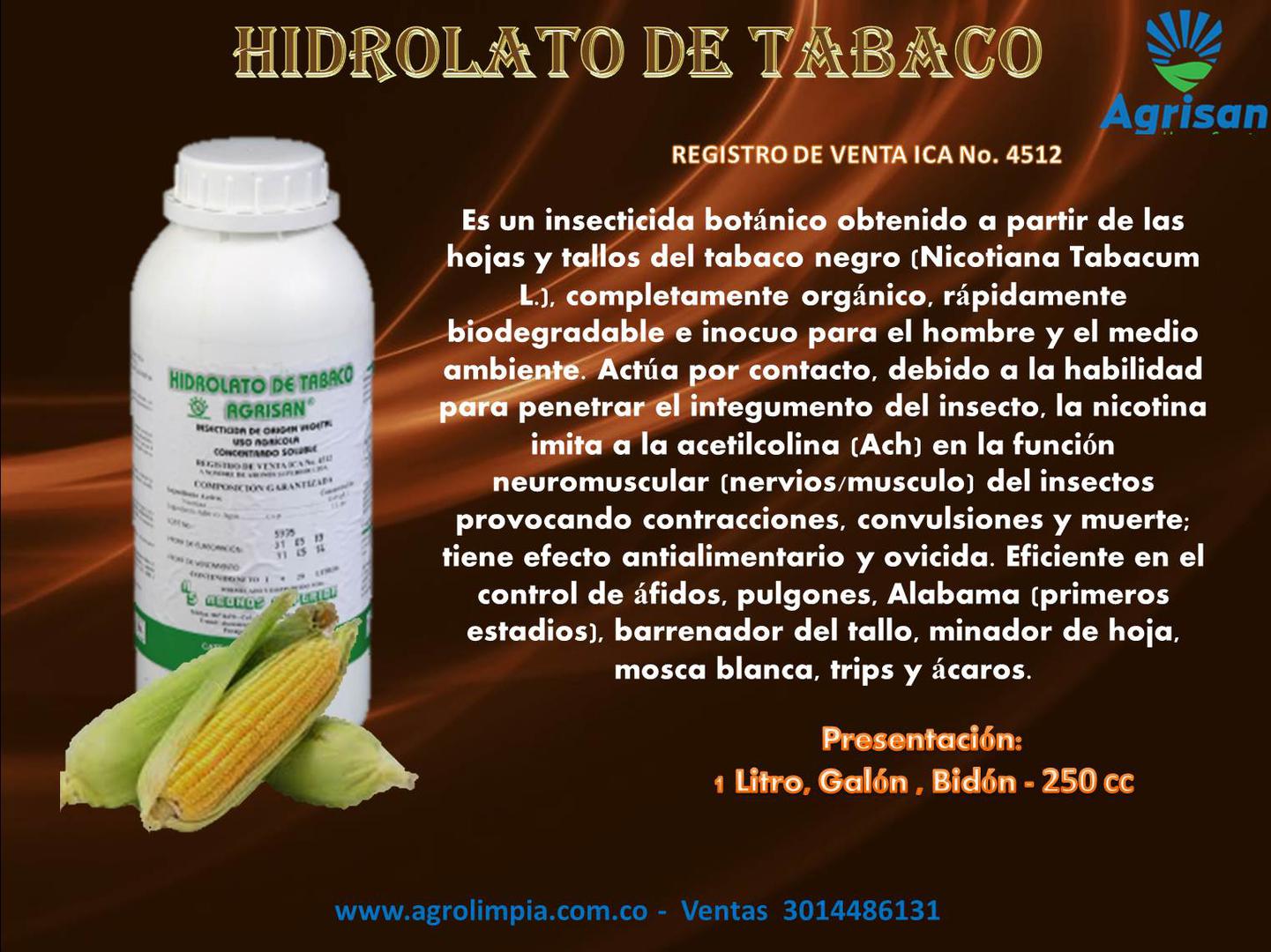 Hidrolato De Tabaco Agrisan