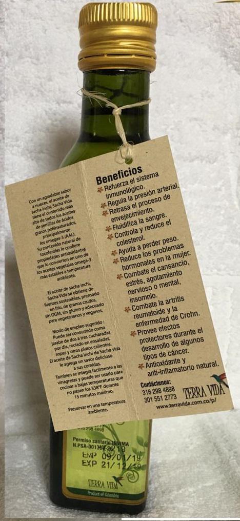 Aceite Extra Virgen De Sacha Inchi